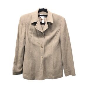 Vintage Liz Claiborne Collection Blazer Women's Petite 10P Tan Wool Blend